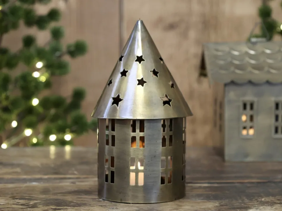 Chic Antique Lichthaus aus Metall, rund