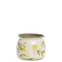 Chic Antique Limone runder Blumentopf mit Rand