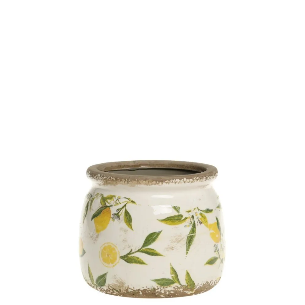 Chic Antique Limone runder Blumentopf mit Rand