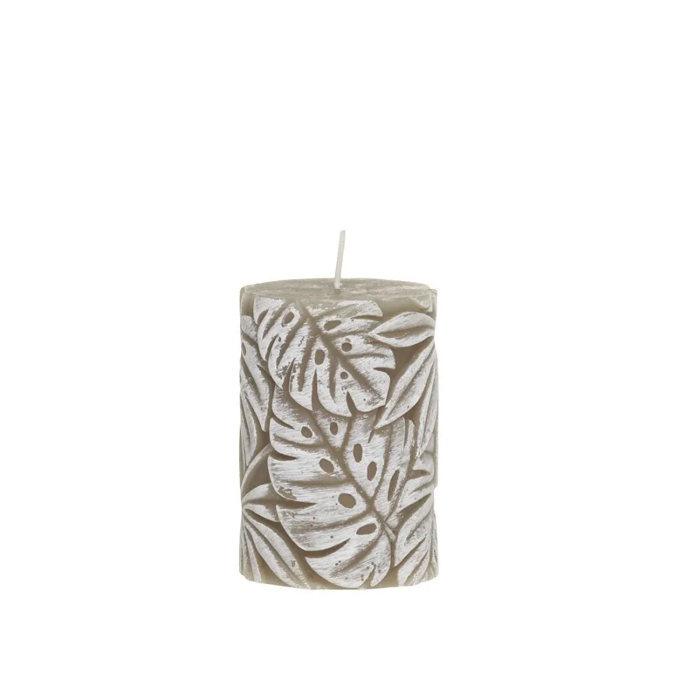 Chic Antique Macon Stumpenkerze mit Blattmuster