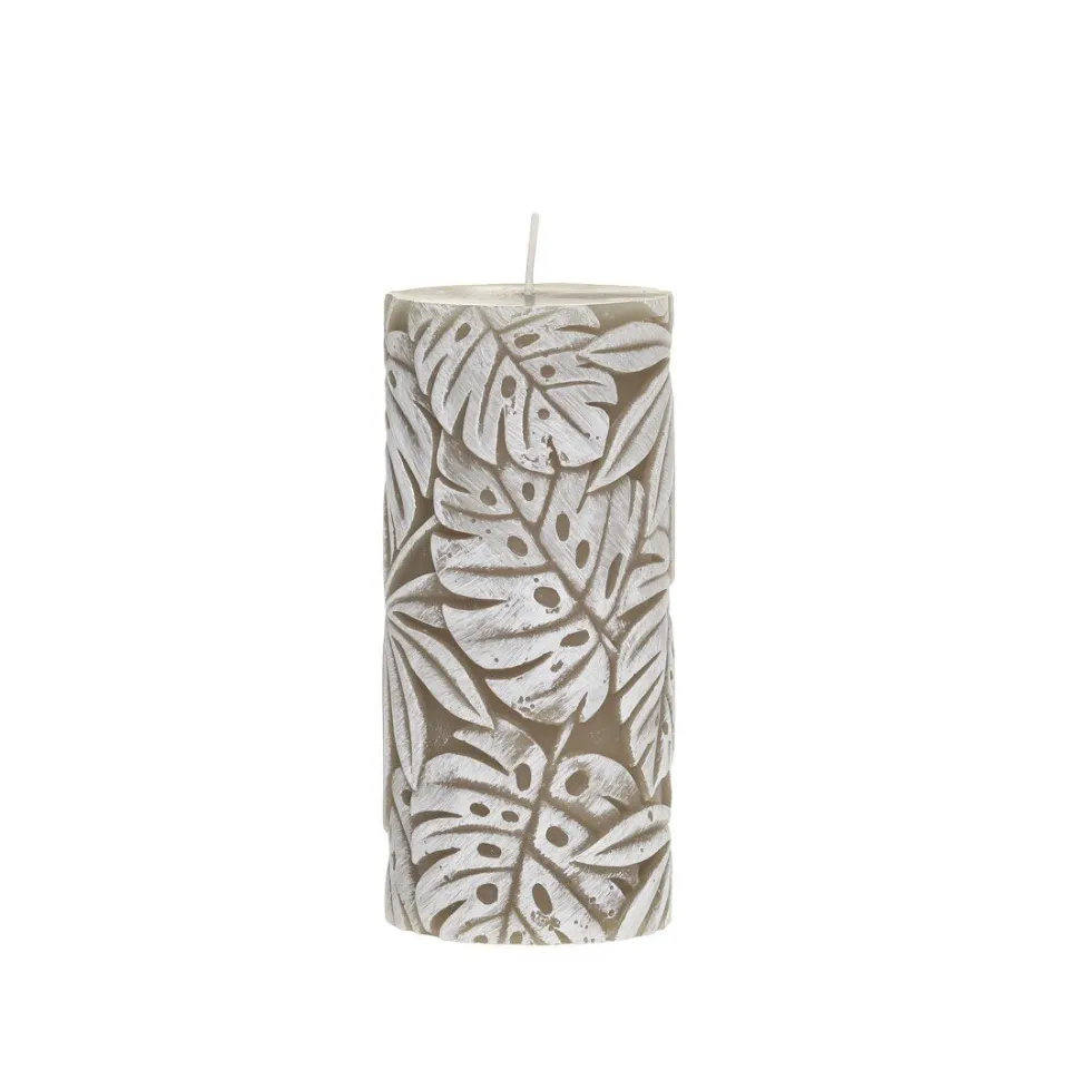 Chic Antique Macon Stumpenkerze mit Blattmuster