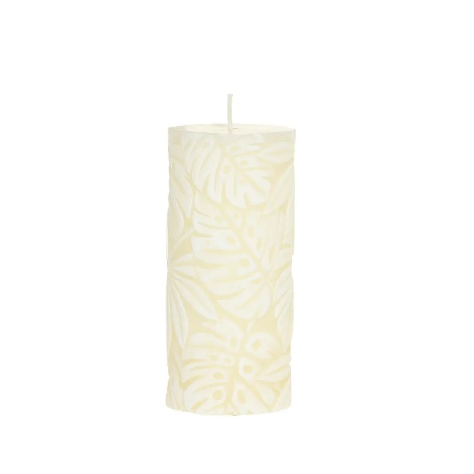 Chic Antique Macon Stumpenkerze mit Blattmuster
