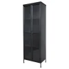 Chic Antique Metall Vitrinenschrank mit 2 Türen und Regalen