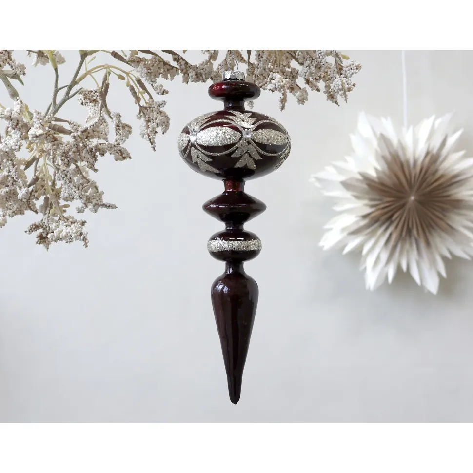 Chic Antique Ornament aus Glas mit Glitzer