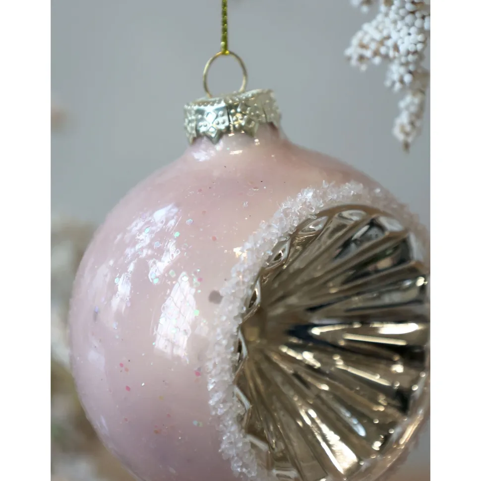 Chic Antique Rosa Weihnachtskugel aus Glas