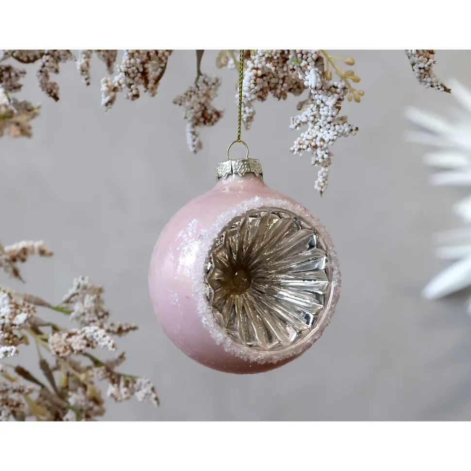Chic Antique Rosa Weihnachtskugel aus Glas