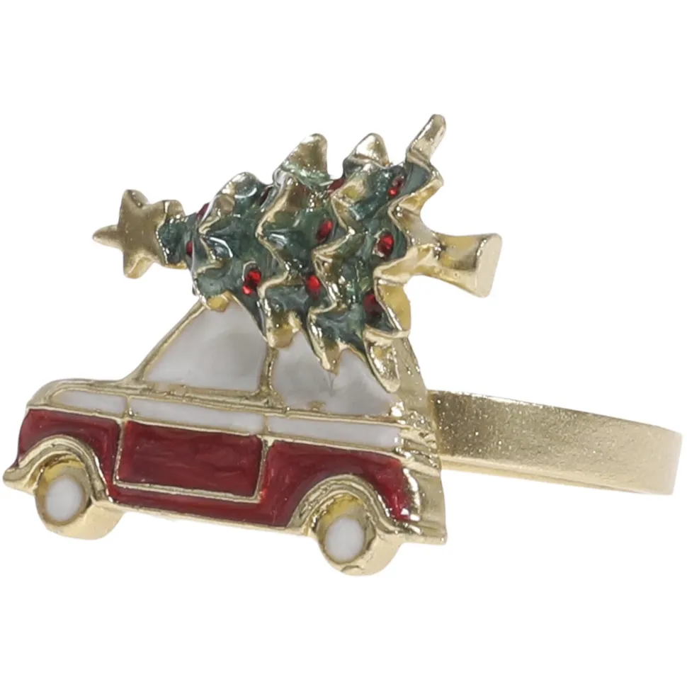 Chic Antique Serviettenring mit Auto und Weihnachtsbaum