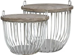 Chic Antique Shabby Sofatisch mit Holzdeckel 2er Set