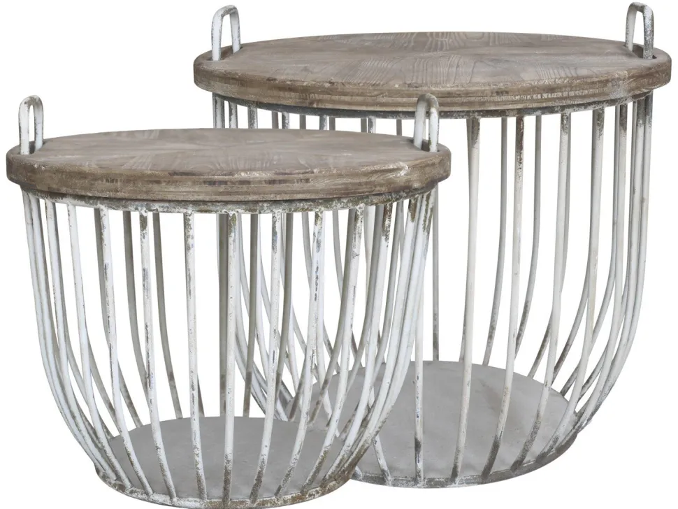 Chic Antique Shabby Sofatisch mit Holzdeckel 2er Set
