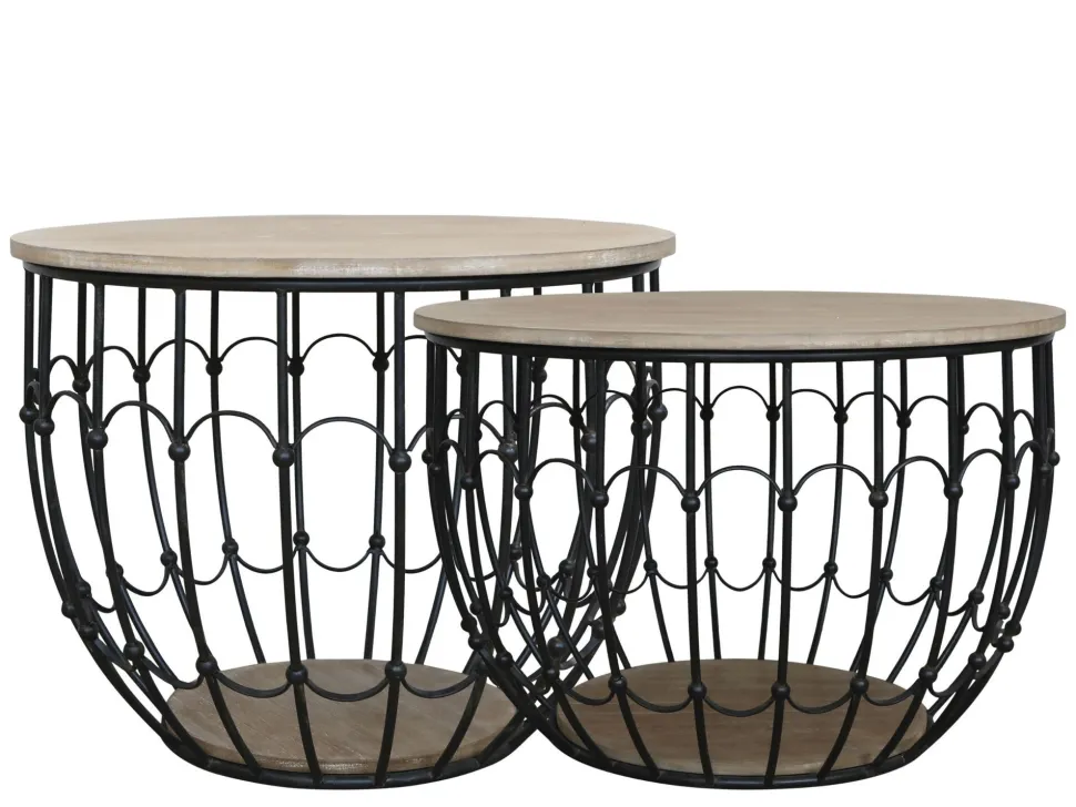 Chic Antique Sofatisch mit Holzdeckel 2er Set