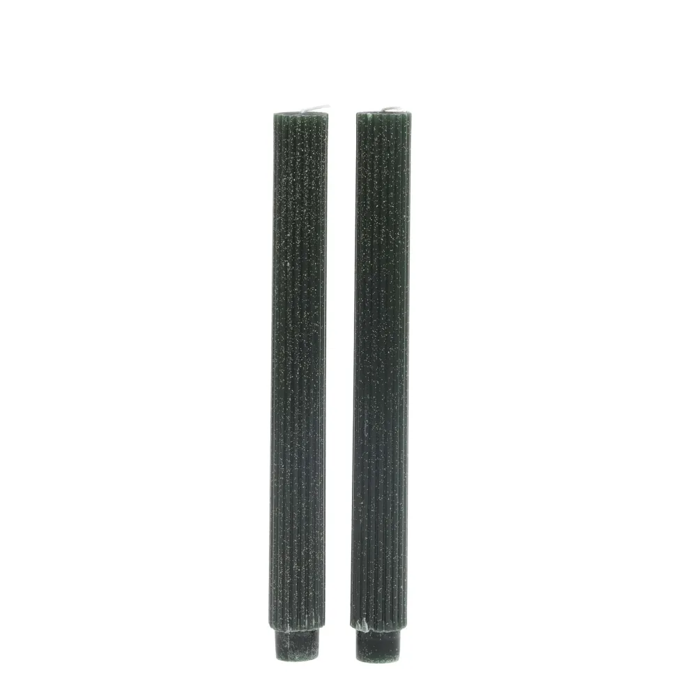 Chic Antique Stabkerze mit Rillen und Glitzer 2er-Set