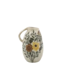 Chic Antique Steingut Kanne mit Blumenmotiv