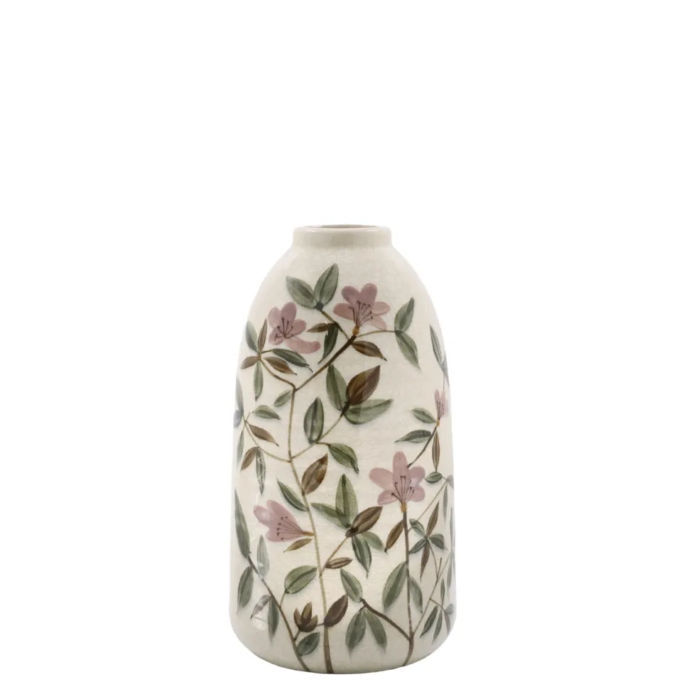 Chic Antique Steingut Vase mit Blumenmotiv 2