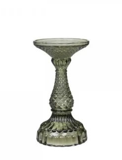 Chic Antique Stumpenkerzenständer mit Diamantschnitt olive