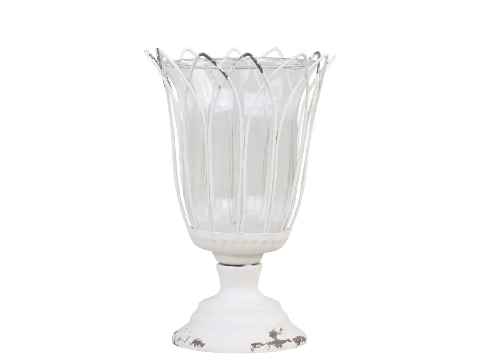 Chic Antique Teelichthalter auf Fuß mit Glas