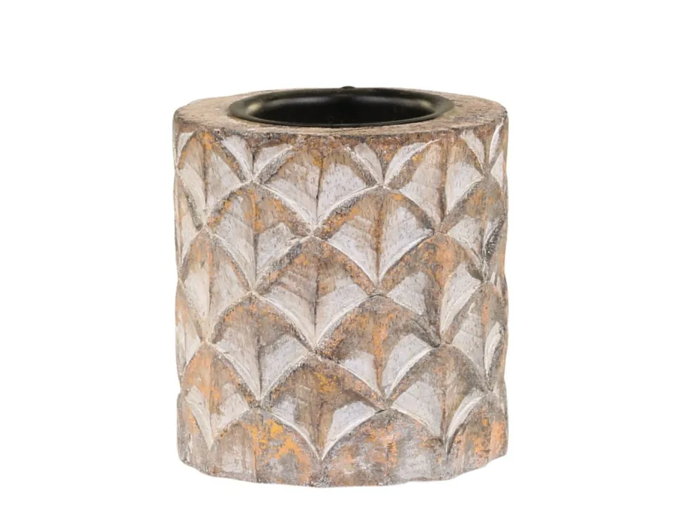 Chic Antique Teelichthalter Mangoholz mit Muster