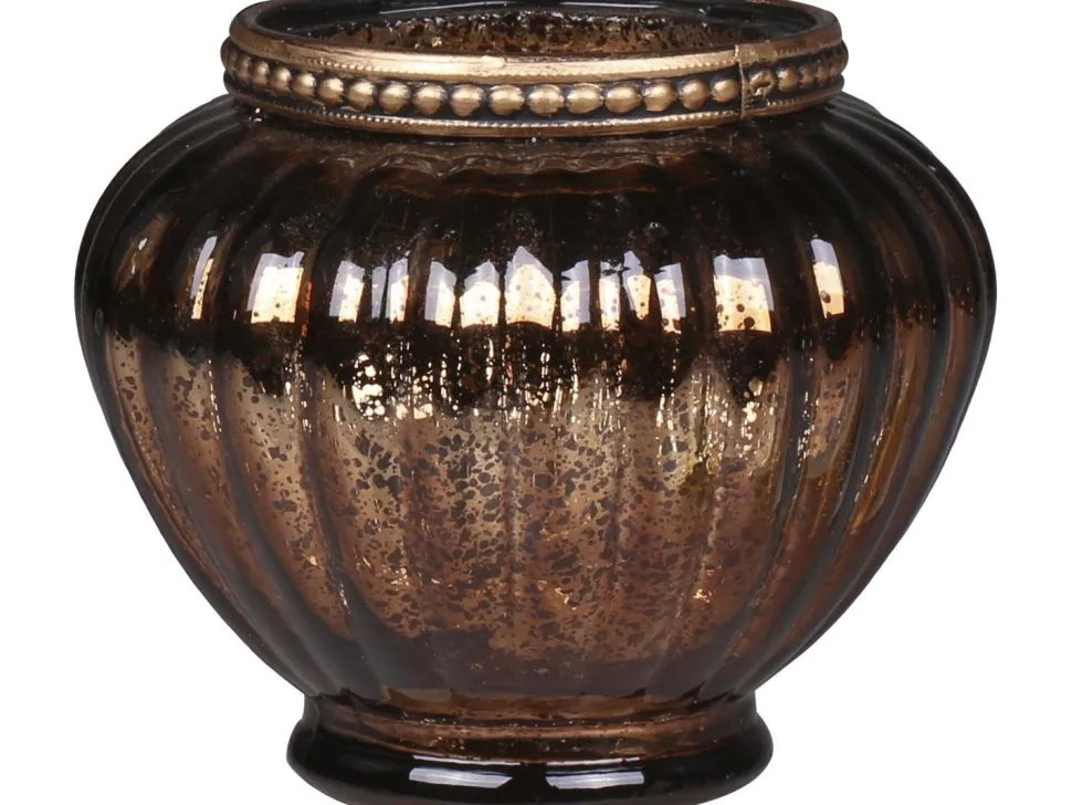 Chic Antique Teelichthalter mit Perlenrand glänzend