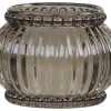 Chic Antique Teelichthalter mit Rillen & Perlenkante mokka