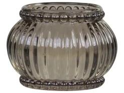 Chic Antique Teelichthalter mit Rillen & Perlenkante mokka