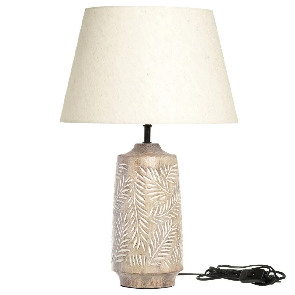 Chic Antique Tischlampe mit Holzfuss und Lampenschirm