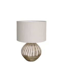 Chic Antique Tischlampe mit Muster und Leinen Lampenschirm