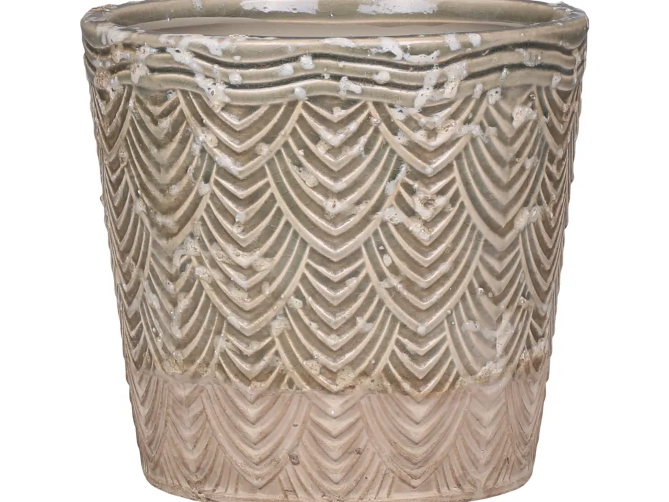 Chic Antique Valence Übertopf mit Blattmuster