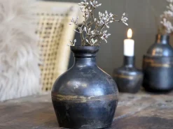Chic Antique Vase aus Eisen, schwarz
