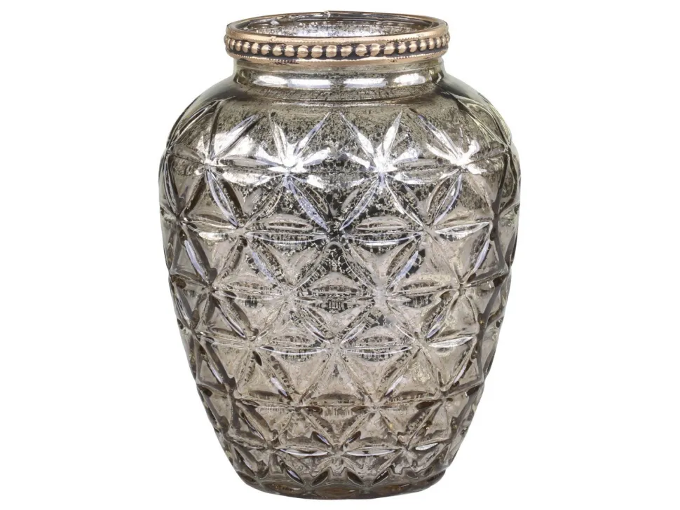 Chic Antique Vase mit Perlenkante und Schliff