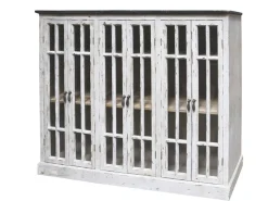 Chic Antique Vitrine mit 6 Türen und schwarzem Top
