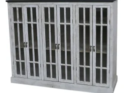 Chic Antique Vitrine mit 6 Türen und schwarzem Top