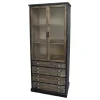 Chic Antique Vitrinenschrank mit Glastüren und 4 länglichen Schubladen