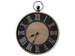 Chic Antique Wanduhr antik schwarz, messingfarben