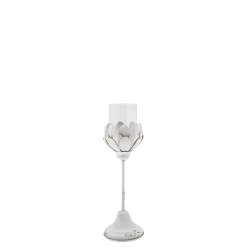 Chic Antique Weißes Vintage Windlicht auf Fuß