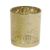 Chic Antique Weihnachtlicher Goldener Teelichthalter mit Muster