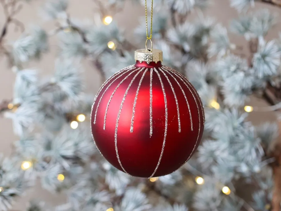 Chic Antique Weihnachtskugel mit Glitzer, rot