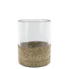 Chic Antique Windlicht mit geflochtenem Boden, Glas