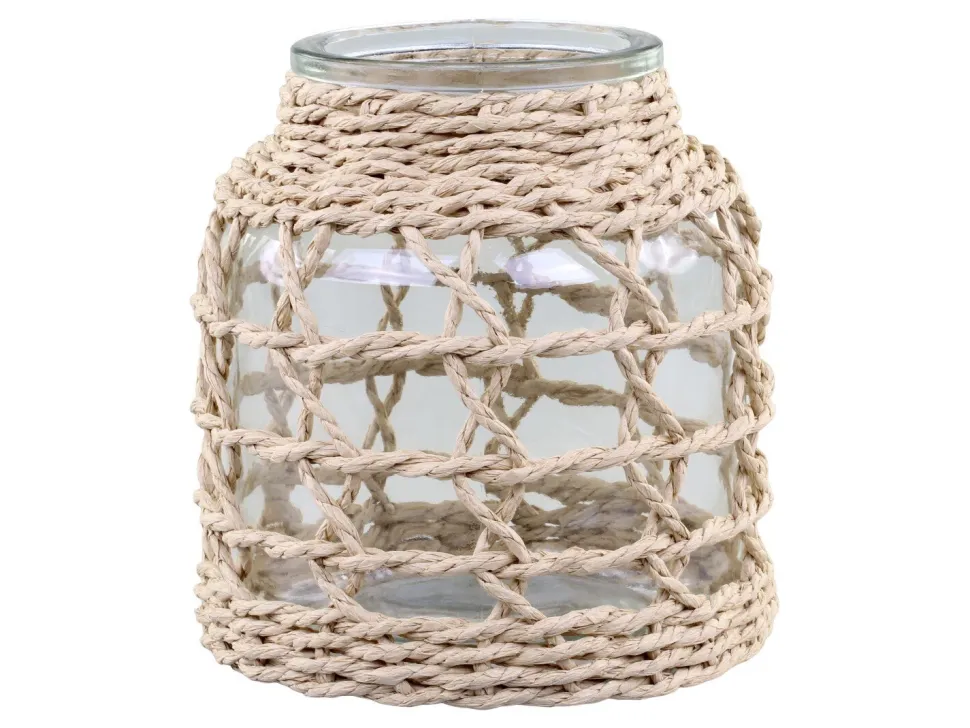 Chic Antique Windlicht mit geflochtenem Schilf
