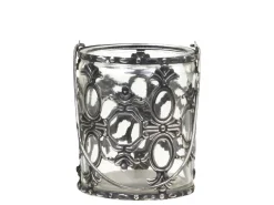 Chic Antique Windlicht mit Henkel und Lilienmuster