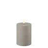 Deluxe Homeart LED Real Flame Outdoor Stumpenkerze grau