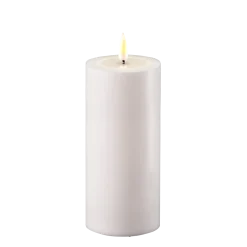 Deluxe Homeart LED Real Flame Outdoor Stumpenkerze weiß