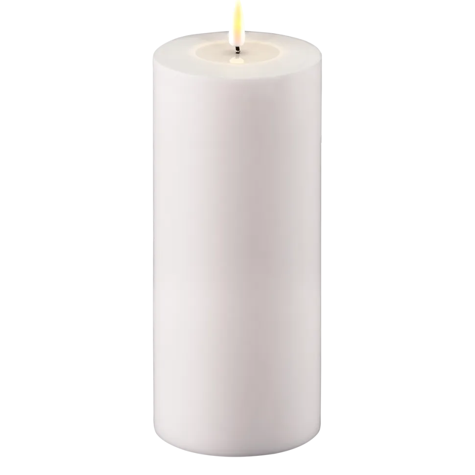Deluxe Homeart LED Real Flame Outdoor Stumpenkerze weiß