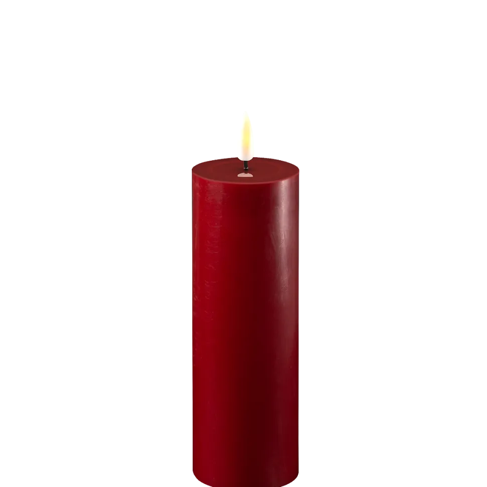Deluxe Homeart LED Stumpenkerze Real Flame bordeaux