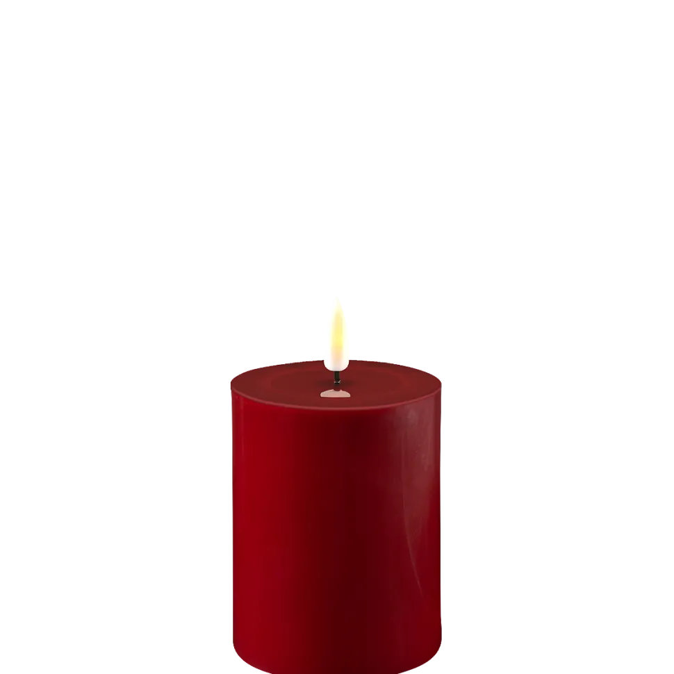 Deluxe Homeart LED Stumpenkerze Real Flame bordeaux