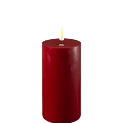 Deluxe Homeart LED Stumpenkerze Real Flame bordeaux
