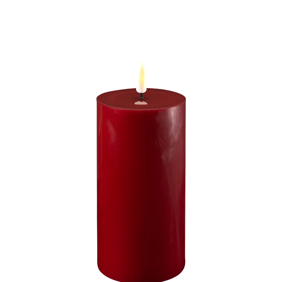 Deluxe Homeart LED Stumpenkerze Real Flame bordeaux