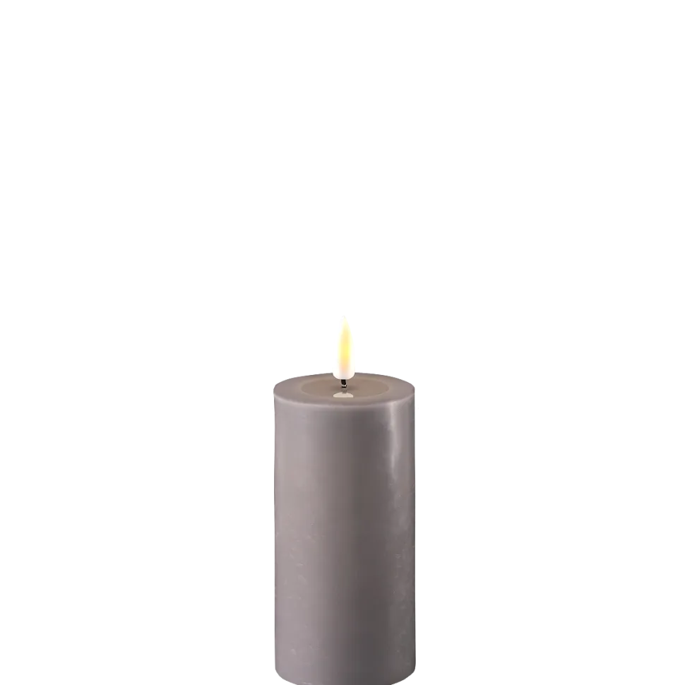 Deluxe Homeart LED Stumpenkerze Real Flame grau