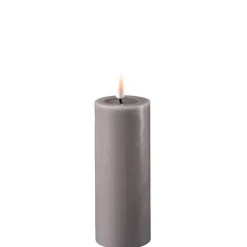 Deluxe Homeart LED Stumpenkerze Real Flame grau