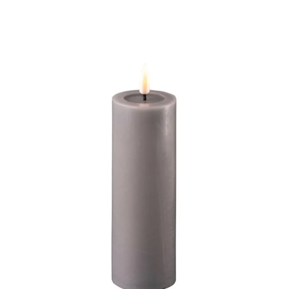 Deluxe Homeart LED Stumpenkerze Real Flame grau