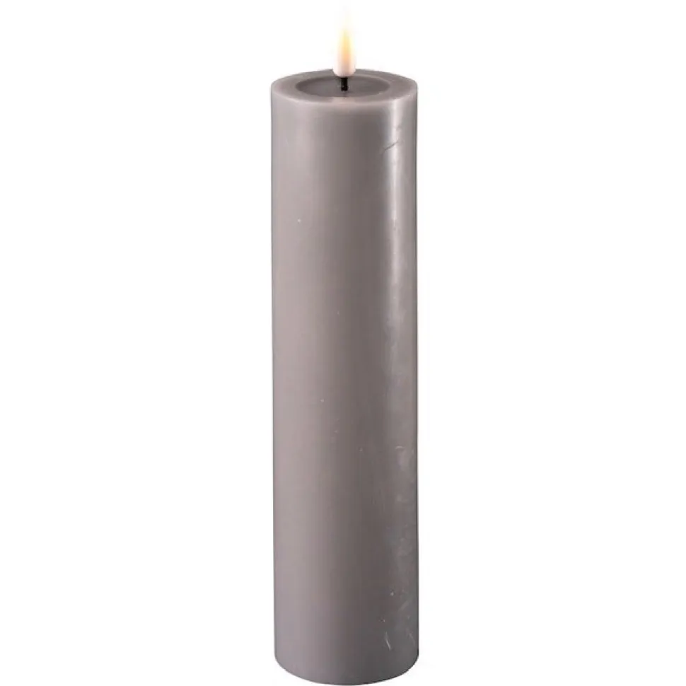 Deluxe Homeart LED Stumpenkerze Real Flame grau