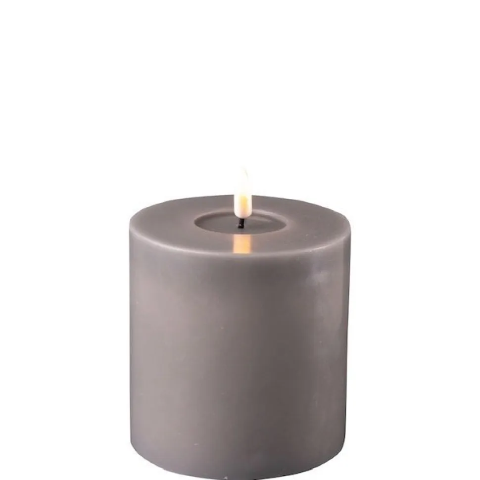 Deluxe Homeart LED Stumpenkerze Real Flame grau